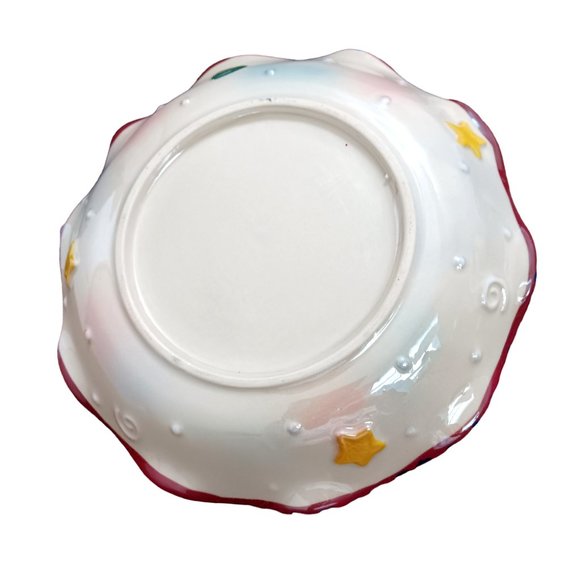 Luster Candy Dish With Attached Snowman Christmas Dish Winter 7" - Picture 6 of 6